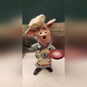 Love Chef -Ceramic Pig figurine and candle holder